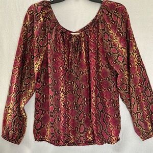 Michael Kors Silk Blouse with Snakeskin Print